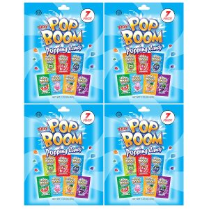 Tiltay Pop Boom Popping Candy – 7 Flavor Assortment, Strawberry, Green Apple, Blue Raspberry, Watermelon, Grape, Pineapple, Cotton Candy – 4 x 7-pack