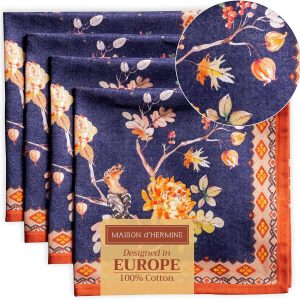 Maison d' Hermine Napkin 100% Cotton 20 Inch x 20 Inch Set of 4 Dinner Napkins, Decorative Cloth Napkin for Gifts, Dining, Buffet Party & Camping, Kelim - Infinity - Thanksgiving/Christmas