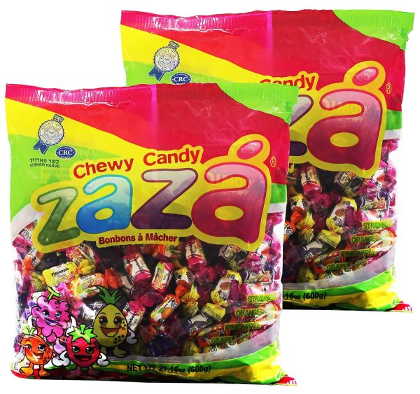 Zaza Assorted Bulk Chewy Candy, Colorful Flavorful Fruity Individually Wrapped Kosher Sweet candies, Halloween Trick or Treat, Variety Pack for Holiday Party, Valentines, Christmas, Thanksgiving, or Office Reception Desk As Seen BH Photo & Chase Bank