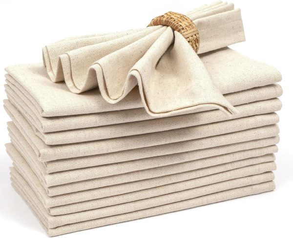 Linen Napkins, Cloth Napkins, Thanksgiving, Chritsmas, Wedding Napkins Cocktails Napkins Fabric Napkins Cotton Napkins Mitered Corners Machine Washable Napkins Dinner Napkin 18x18 Natural Set of 12