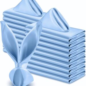 VACVELT 50 Pack Light Blue Satin Napkins 20x20 Inch Wedding Napkins Bulk, Decorative Elegant Dinner Napkins Square Table Napkins Decor, Silky Satin Cloth Napkins for Restaurant Graduation Party