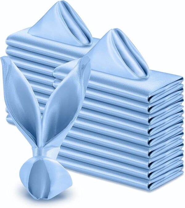 VACVELT 50 Pack Light Blue Satin Napkins 20x20 Inch Wedding Napkins Bulk, Decorative Elegant Dinner Napkins Square Table Napkins Decor, Silky Satin Cloth Napkins for Restaurant Graduation Party
