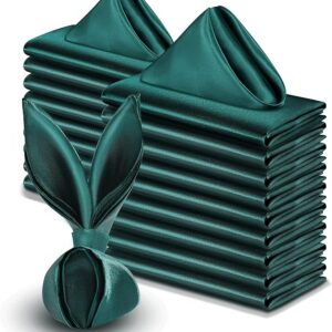 VACVELT 50 Pack Hunter Green Satin Napkins 20x20 Inch Wedding Napkins Bulk, Decorative Elegant Dinner Napkins Square Table Napkins Decor, Silky Satin Cloth Napkins for Banquet Graduation Party