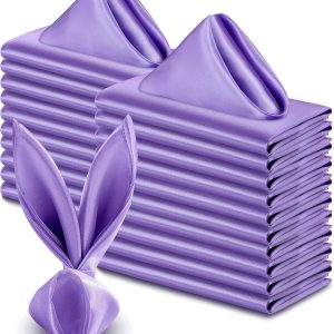 VACVELT 50 Pack Light Purple Satin Napkins 20x20 Inch Wedding Napkins Bulk, Decorative Elegant Dinner Napkins Square Table Napkins Decor, Silky Satin Cloth Napkins for Banquet Graduation Party