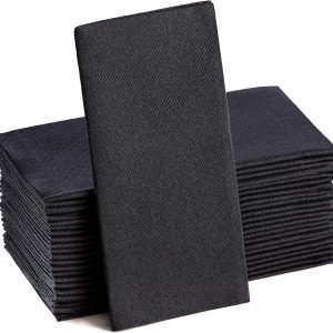 Black Paper Napkins | Linen Feel Guest Disposable Cloth Like Dinner Napkins | Hand Towels | Soft, Absorbent, Paper Hand Napkins for Kitchen, Bathroom, Parties, Weddings, Dinners Or Events | 50 Pack