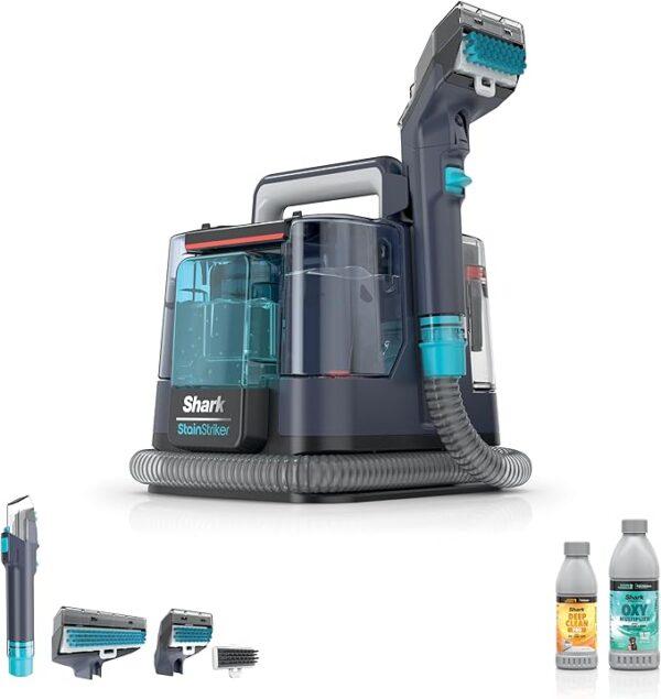 Shark StainStriker Portable Carpet, Upholstery & Area Rug Cleaner, XL Tool & Self-Cleaning, Stain & Odor Remover, Perfect for Car Interior, 3 Cleaning Tools & Cleaning Solution, Royal Purple, PX225BRN