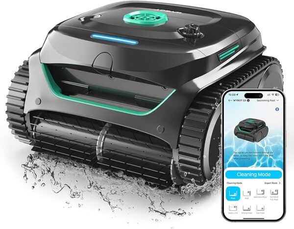(2025 New) WYBOT C2 Inground Pool Vacuum Cleaner, Wall & Waterline Cleaning, Ultra-Fine Filtration, Cordless Robotic Pool Cleaner wtih Triple Motor Powerful Suction, 180mins Runtime, App Control
