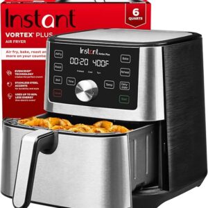 Instant Pot Vortex Plus 6QT Air Fryer, XL, Black, from the Makers of Instant Pot, 6-in-1, Broils, Dehydrates, Crisps, Roasts, Reheats, Bakes, Quick Easy Meals, 100+ In-App Recipes, Dishwasher-Safe