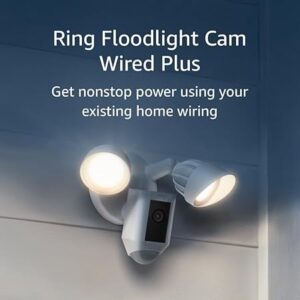 Ring Floodlight Cam Wired Plus (newest model) with motion-activated 1080p HD video, White