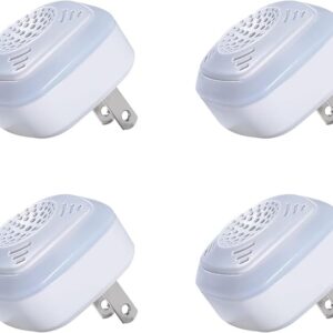 OW-5 Ultrasonic Rodent Repellers 4 Pack, Effectively Repel Rodents While 100% Silent & Safe to Humans and Non-Rodent Pets, White