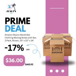 Amazon Basics Wardrobe Clothing Moving Boxes with Bar, 3 Pack, Brown, 20" x 20" x 34"