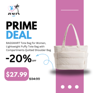 BAGSMART Tote Bag for Women, Lightweight Puffy Tote Bag with Compartments Quilted Shoulder Bag Handbag for Travel, Work, Gym