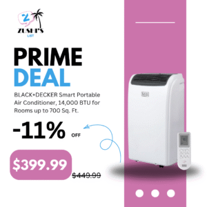 BLACK+DECKER Smart Portable Air Conditioner, 14,000 BTU for Rooms up to 700 Sq. Ft., Smart Portable AC with Follow Me Remote and Window Kit, BPACT14WT, White