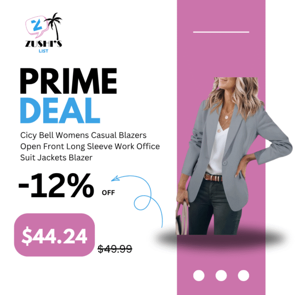 Cicy Bell Womens Casual Blazers Open Front Long Sleeve Work Office Suit Jackets Blazer