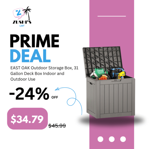 EAST OAK Outdoor Storage Box, 31 Gallon Deck Box Indoor and Outdoor Use, Waterproof Resin Storage Bin for Package Delivery, Patio Cushions, Gardening Tools, Lockable, UV Resistant, Grey
