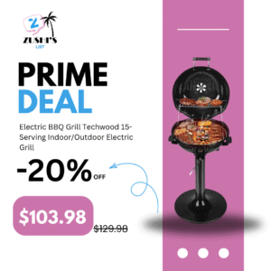Electric BBQ Grill Techwood 15-Serving Indoor/Outdoor Electric Grill for Indoor & Outdoor Use, Double Layer Design, Portable Removable Stand Grill, 1600W (Stand Black BBQ Grills)