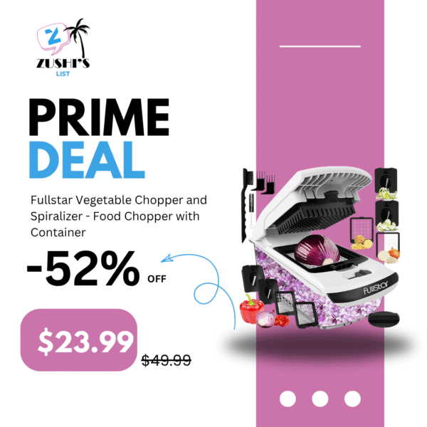 Fullstar Vegetable Chopper and Spiralizer - Food Chopper with Container, Fruit Slicer, Kitchen Gadgets & Accessories, Home Essentials (4 in 1, White)