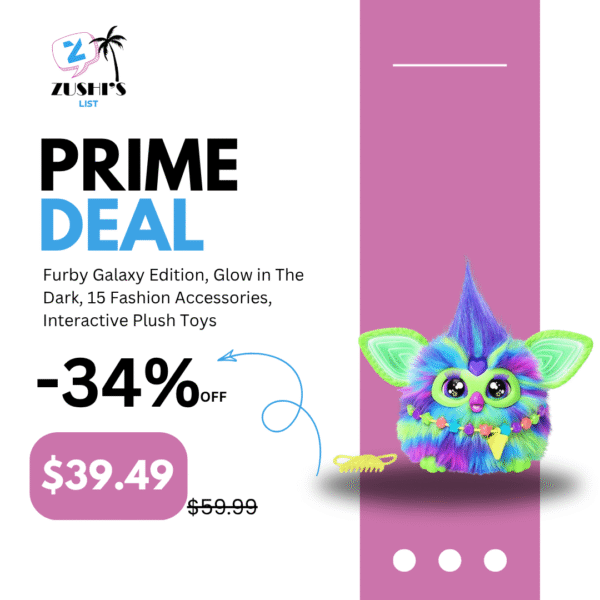 Furby Galaxy Edition, Glow in The Dark, 15 Fashion Accessories, Interactive Plush Toys for 6 Year Old Girls & Boys & Up, Voice Activated Animatronic (Amazon Exclusive)