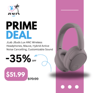 JLab JBuds Lux ANC Wireless Headphones, Mauve, Hybrid Active Noise Cancelling, Customizable Sound, Spatial Audio Compatible, Premium Over-Ear Bluetooth Headset