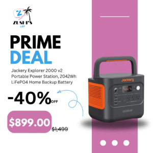 Jackery Explorer 2000 v2 Portable Power Station, 2042Wh LiFePO4 Home Backup Battery, 2200W Solar Generator, USB-C PD 100W Fast Charging for Emergencies, Power Outages, Camping(Solar Panel Optional)