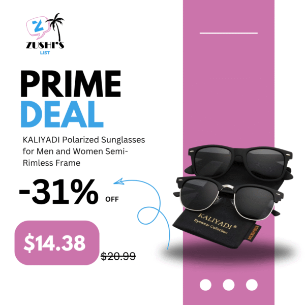 KALIYADI Polarized Sunglasses for Men and Women Semi-Rimless Frame Driving Sun glasses UV Blocking