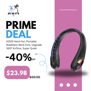 KIDEE Neck Fan, Portable Bladeless Neck Fans, Upgrade 360° Airflow, Super Quiet, 3 Speeds, 4000mAh Personal Wearable Neck Fan, Upgraded Cooling Air Volume USB Rechargeable Hands Free Fan