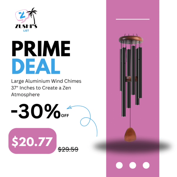 Large Aluminium Wind Chimes 37" Inches to Create a Zen Atmosphere Suitable for Outdoor, Garden, Patio Decoration. Classic Black Wind Chimes with Wind Catcher Suitable as A Gift for Unisex