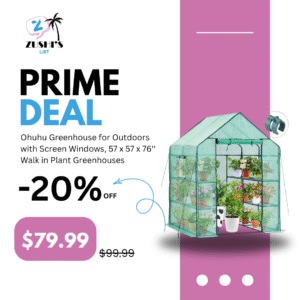 Ohuhu Greenhouse for Outdoors with Screen Windows, 57 x 57 x 76'' Walk in Plant Greenhouses Heavy Duty with Durable PE Cover, 3 Tiers 12 Shelves Stands Plastic Portable Green House with Shelf Clips