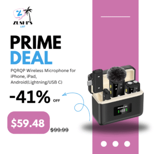 PQRQP Wireless Microphone for iPhone, iPad, Android(Lightning/USB C), Dual Microphones 20 H Battery Life, Mini Microphone, Cordless Double Mics for Video Recording, YouTube, TikTok, 164FT