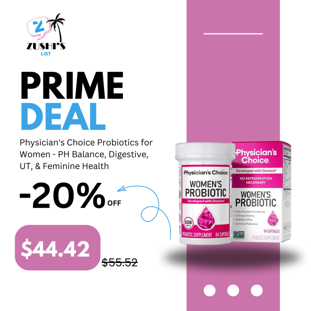 Physician's Choice Probiotics for Women - PH Balance, Digestive, UT, & Feminine Health - 50 Billion CFU - 6 Unique Strains for Women - Organic Prebiotics, Cranberry Extract+ - Womens Probiotic - 84 CT