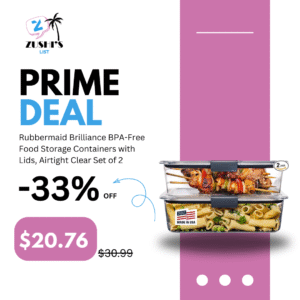 Rubbermaid Brilliance BPA-Free Food Storage Containers with Lids, Airtight Clear Set of 2 (9.6 Cup), Ideal for Lunch, Meal Prep, and Leftovers