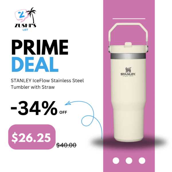 STANLEY IceFlow Stainless Steel Tumbler with Straw - Vacuum Insulated Water Bottle for Home, Office or Car - Reusable Cup with Straw Leak Resistant Flip - Cold for 12 Hours or Iced for 2 Days (Cream)