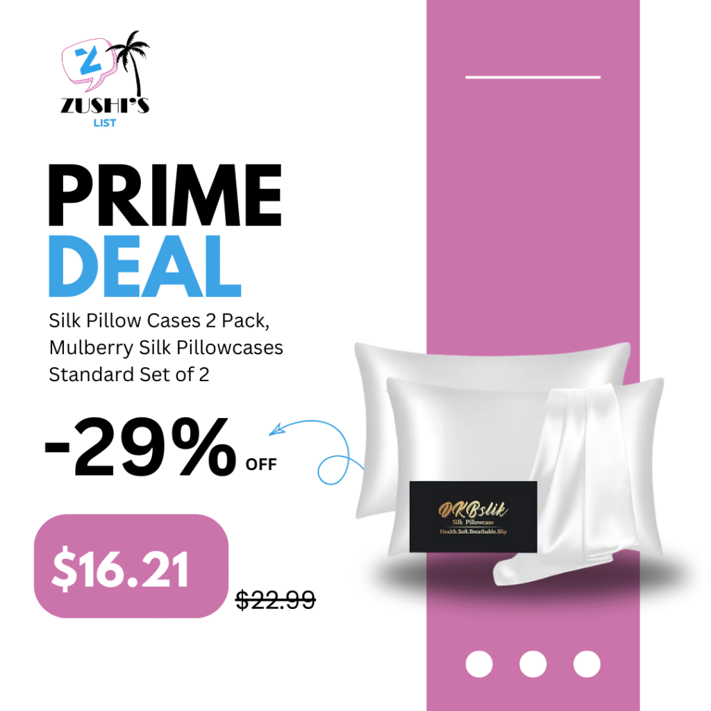 Silk Pillow Cases 2 Pack, Mulberry Silk Pillowcases Standard Set of 2, Health, Smooth, Anti Acne, Beauty Sleep, Both Sides Natural Silk Satin Pillow Cases for Women 2 Pack with Zipper for Gift,White