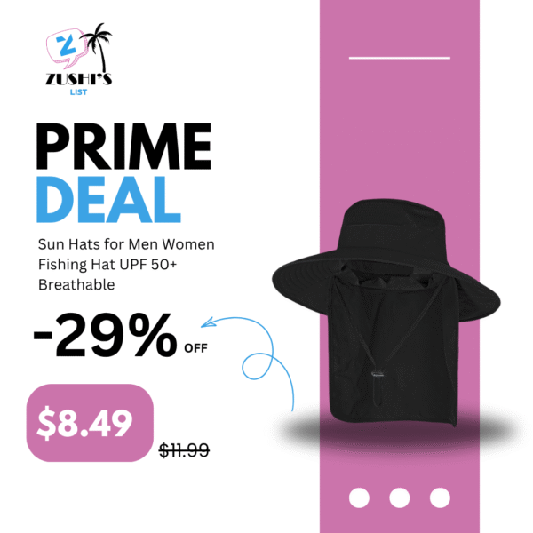 Sun Hats for Men Women Fishing Hat UPF 50+ Breathable Wide Brim Bucket Hats Summer UV Protection Safari Hat with Neck Flap