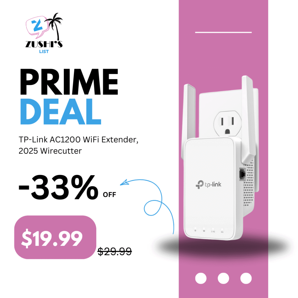 TP-Link AC1200 WiFi Extender, 2025 Wirecutter Best WiFi Extender, 1.2Gbps home signal booster, Dual Band 5GHz/2.4GHz, Up to 1600 Sq.ft and 32 Devices, EasyMesh Compatible, One Ethernet Port (RE315)
