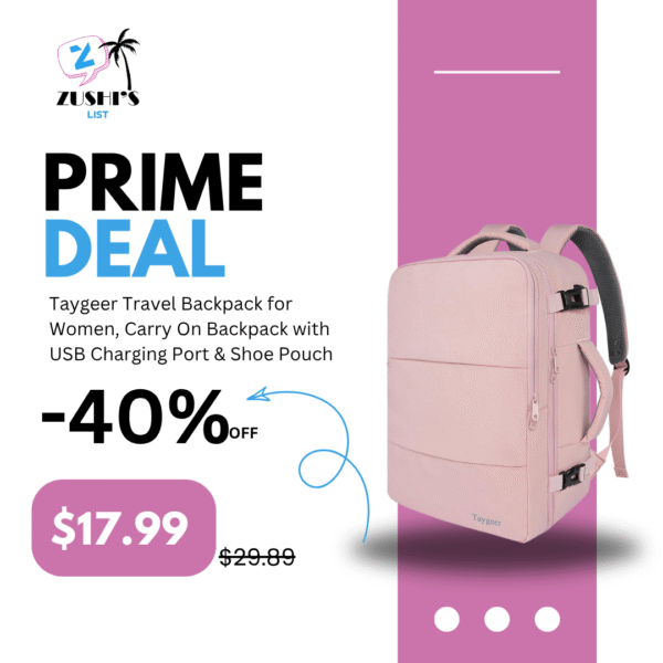 Taygeer Travel Backpack for Women, Carry On Backpack with USB Charging Port & Shoe Pouch, TSA 15.6inch Laptop Mochila Flight Approved, Nurse Bag Casual Daypack for Weekender Business Hiking, Pink