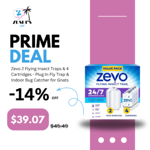 Zevo 2 Flying Insect Traps & 4 Cartridges - Plug In Fly Trap & Indoor Bug Catcher for Gnats, House & Fruit Flies - Mess-Free - Use in Any Room - Uses Blue & UV Light (2 Plug In Devices & 4 Cartridges)
