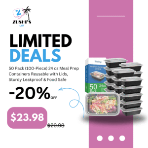 50 Pack (100-Piece) 24 oz Meal Prep Containers Reusable with Lids, Sturdy Leakproof & Food Safe, Microwave, Freezer, Dishwasher Safe Prep Containers, To Go Take Out Plastic Food Storage