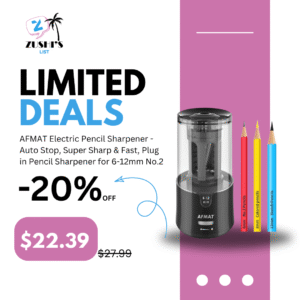 AFMAT Electric Pencil Sharpener - Auto Stop, Super Sharp & Fast, Plug in Pencil Sharpener for 6-12mm No.2/Colored Pencils - Classroom/Office/Home - Black (Model: PS92)