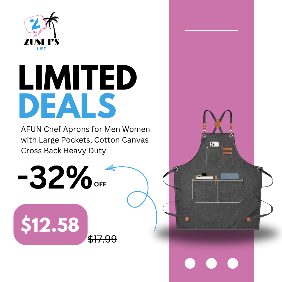 AFUN Chef Aprons for Men Women with Large Pockets, Cotton Canvas Cross Back Heavy Duty Adjustable Work Apron, Size M to XXL(Grey) Visit the AFUN Store
