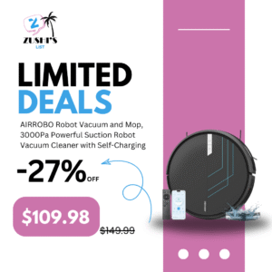 AIRROBO Robot Vacuum and Mop, 3000Pa Powerful Suction Robot Vacuum Cleaner with Self-Charging, Wi-Fi/App/Voice Control, Advanced Obstacle Avoidance, Slim Design, Ideal for Pet Hair, Hard Floor,Carpet