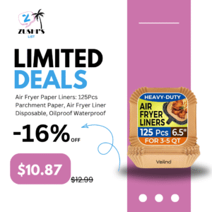 Air Fryer Paper Liners: 125Pcs Parchment Paper, Air Fryer Liner Disposable, Oilproof Waterproof Airfryer Basket Liner Square (6.5inch)