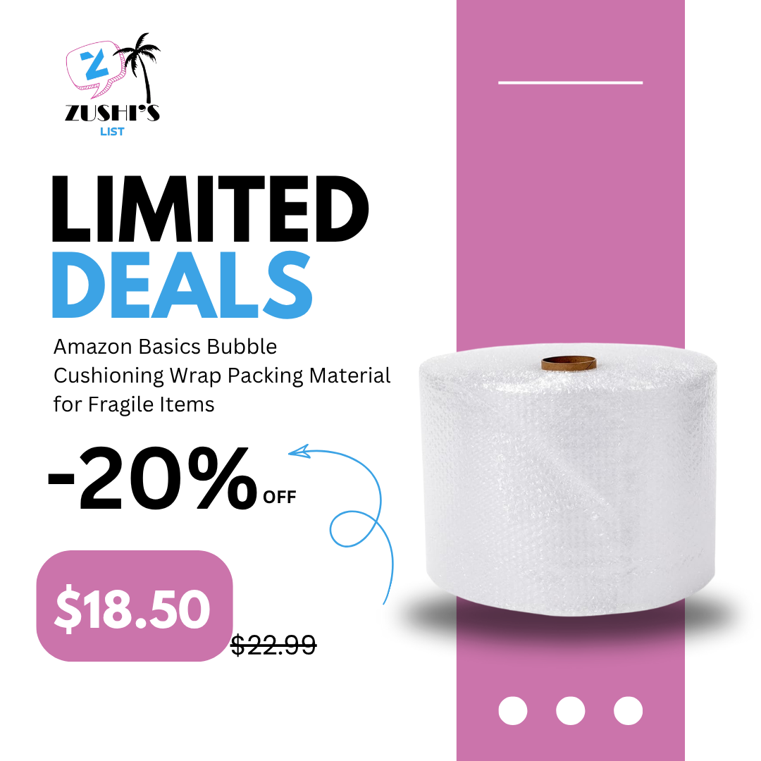 Amazon Basics Bubble Cushioning Wrap Packing Material for Fragile Items, Perforated, 12 inch x 175 ft Long Roll, Small 3/16", Clear