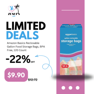 Amazon Basics Reclosable Gallon Food Storage Bags, BPA Free, 120 Count