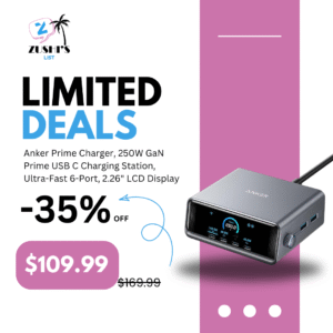 Anker Prime Charger, 250W GaN Prime USB C Charging Station, Ultra-Fast 6-Port, 2.26" LCD Display and Smart Control Dial, Compatible with MacBook Pro/Air, iPhone 16/15/14, Galaxy, and More (Silver)