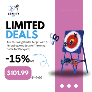Axe Throwing Bristle Target with 8 Throwing Axes Set,Axe Throwing Game for Backyard, Indoor &Outdoor,Yard Games,Carnival Games