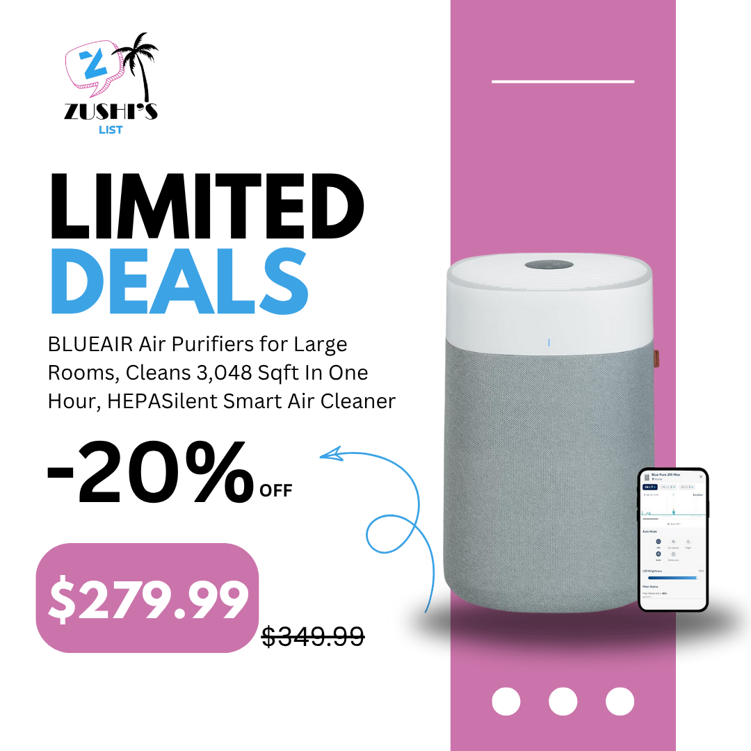 BLUEAIR Air Purifiers for Large Rooms, Cleans 3,048 Sqft In One Hour, HEPASilent Smart Air Cleaner For Home, Pets, Allergies, Virus, Dust, Mold, Smoke - Blue Pure 211i Max