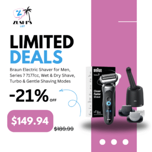 Braun Electric Shaver for Men, Series 7 7177cc, Wet & Dry Shave, Turbo & Gentle Shaving Modes, Waterproof Foil Shaver, Space Grey