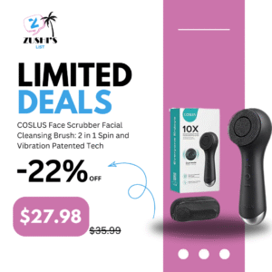 COSLUS Face Scrubber Facial Cleansing Brush: 2 in 1 Spin and Vibration Patented Tech, Silicone Electric Exfoliator Scrubber with Automatic Foaming, Waterproof Face Cleanser Brush for Men and Women