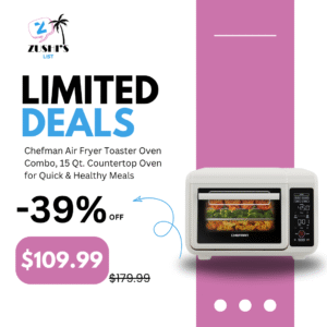 Chefman Air Fryer Toaster Oven Combo, 15 Qt. Countertop Oven for Quick & Healthy Meals, Bake, Broil, Air Fry, Toast, and Bagel Functions, 450°F Max Temp, 4 Slice Toaster Oven Air Fryer Combo – White